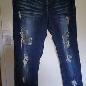 Blue jeans with rips